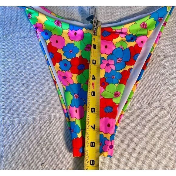 SHEIN Colorful Floral Print String Bikini Tie Bottoms Swimwear Sz Medium NWOT - Picture 6 of 6